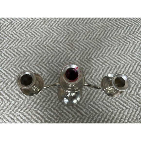 Virginia Metal-crafters Silver Chrome 3 Candle Candlestick Holder - Picture 3 of 5